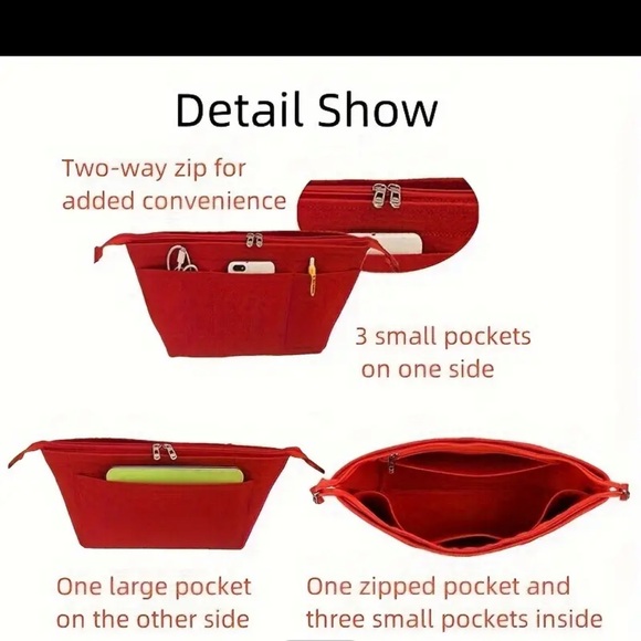 Peach Pink Felt Handbag Organizer Insert for Longchamps - Picture 6 of 7